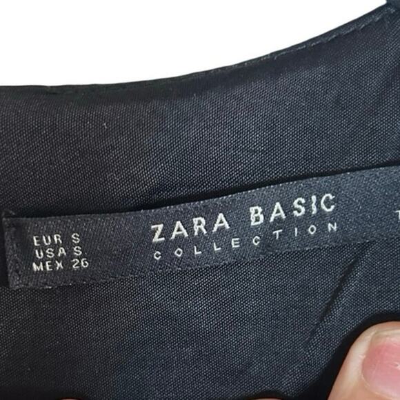 Zara Women’s Rose Embroidered Satin Knee Length Dress Black Size Small - Picture 9 of 9